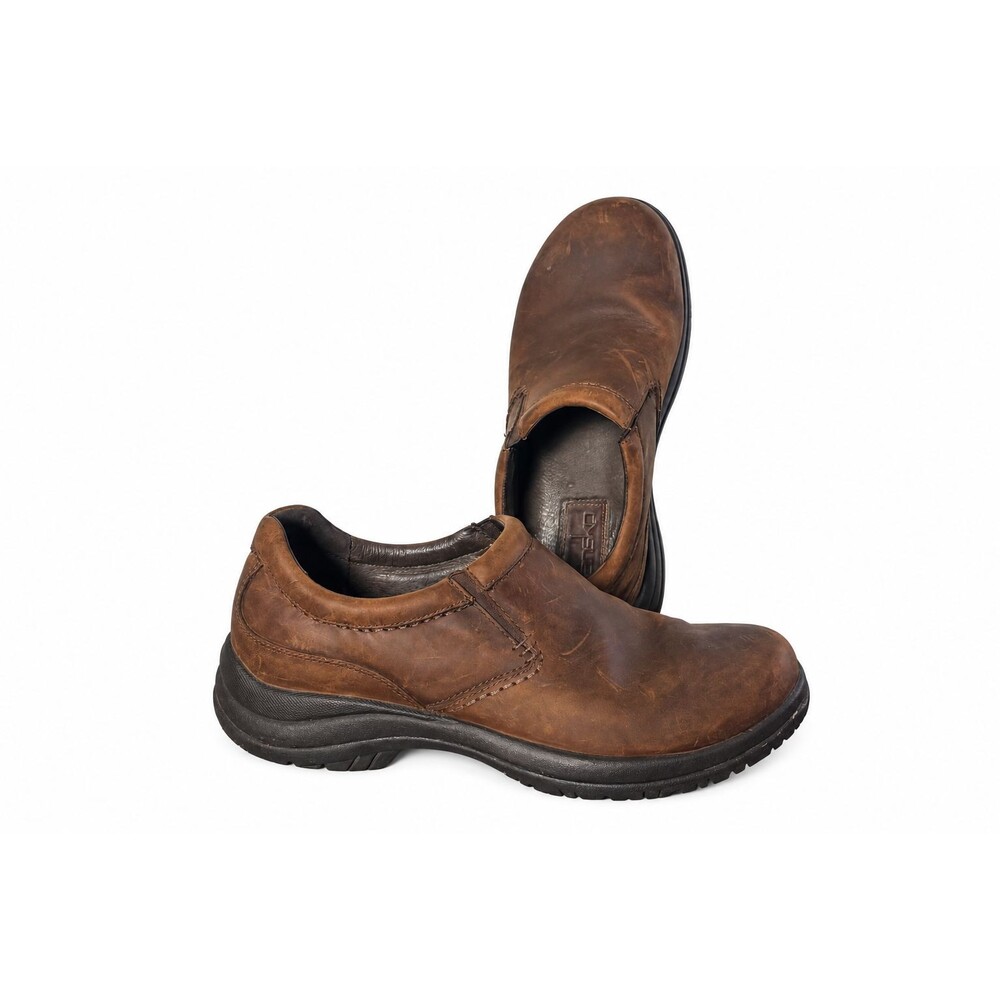 Dansko Mens 12 Brown Leather Slip On Shoes EU 45 Comfort Work Slip Resistant